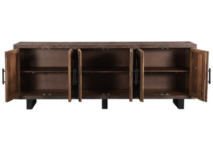 HomeRoots 100" Rustic Reclaimed Wood Sideboard with Six Doors - Stylish Storage for Modern Farmhouse Decor 521429