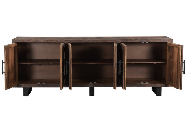 HomeRoots 100" Rustic Reclaimed Wood Sideboard with Six Doors - Stylish Storage for Modern Farmhouse Decor 521429