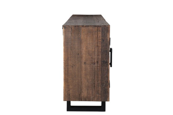 HomeRoots 100" Rustic Reclaimed Wood Sideboard with Six Doors - Stylish Storage for Modern Farmhouse Decor 521429