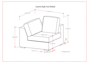 English Elm Jasmine Right Arm Sofa Module - Stylish Cloud Grey Performance Fabric, Custom Configurations & Comfort B136P199225