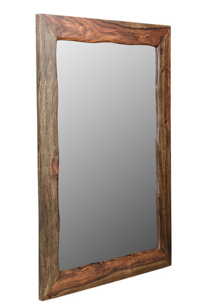 Homeroots 44" Dark Brown Solid Wood Framed Accent Mirror  Wood 521563