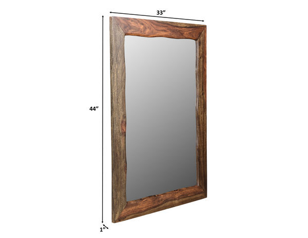 Homeroots 44" Dark Brown Solid Wood Framed Accent Mirror  Wood 521563