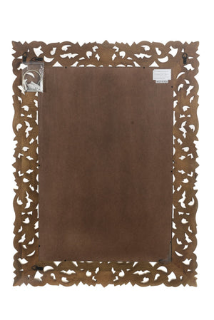 HomeRoots 47" Antiqued White Carved Scrollwork Mirror - Rustic Mango Wood Accent for Home Décor & Elegance 521566