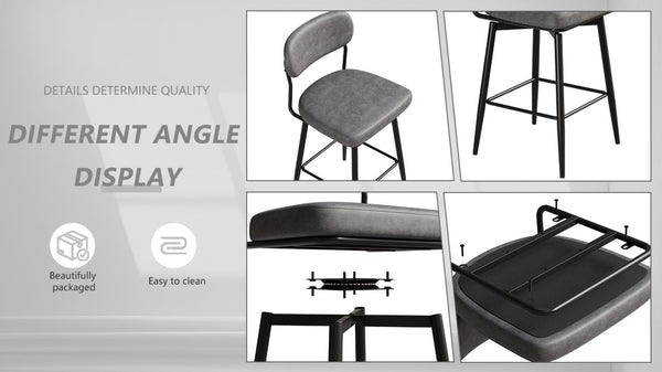 English Elm 360 Swivel Bar Stools Set of 2 Pu Leather Industrial Iron Frame Kitchen Counter W1727P251186