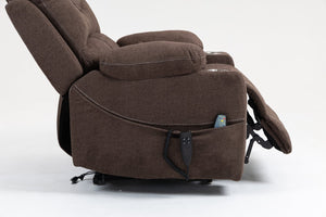 English Elm Lounge Electric Lift Recliner Chair - Oversized Velvet Sofa With 180° Full Recline & Cup Holders W547S00050