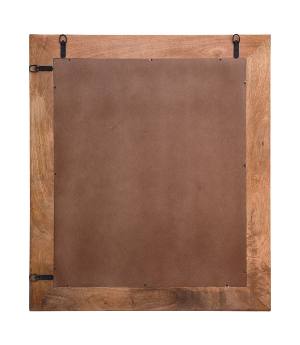 Homeroots 46" Brown Solid Wood Geometric Starburst Framed Accent Mirror  Wood 521570