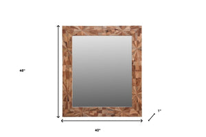 Homeroots 46" Brown Solid Wood Geometric Starburst Framed Accent Mirror  Wood 521570