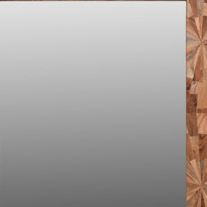 Homeroots 46" Brown Solid Wood Geometric Starburst Framed Accent Mirror  Wood 521570