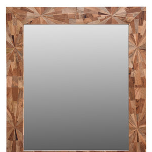 Homeroots 46" Brown Solid Wood Geometric Starburst Framed Accent Mirror  Wood 521570