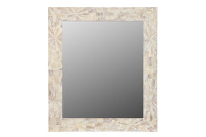 Homeroots 46" White Solid Wood Geometric Starburst Framed Accent Mirror  Wood 521571