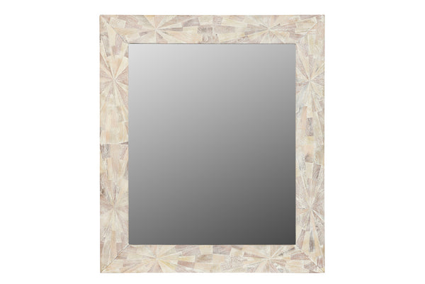 Homeroots 46" White Solid Wood Geometric Starburst Framed Accent Mirror  Wood 521571