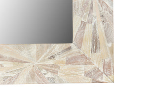 Homeroots 46" White Solid Wood Geometric Starburst Framed Accent Mirror  Wood 521571