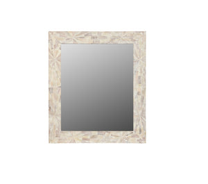 Homeroots 46" White Solid Wood Geometric Starburst Framed Accent Mirror  Wood 521571