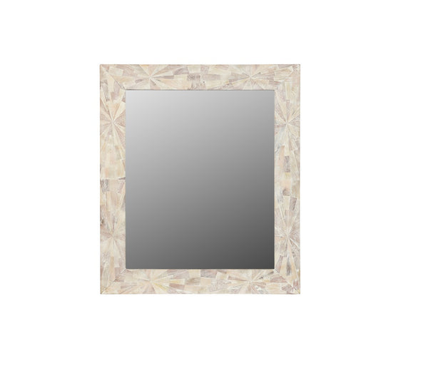 Homeroots 46" White Solid Wood Geometric Starburst Framed Accent Mirror  Wood 521571