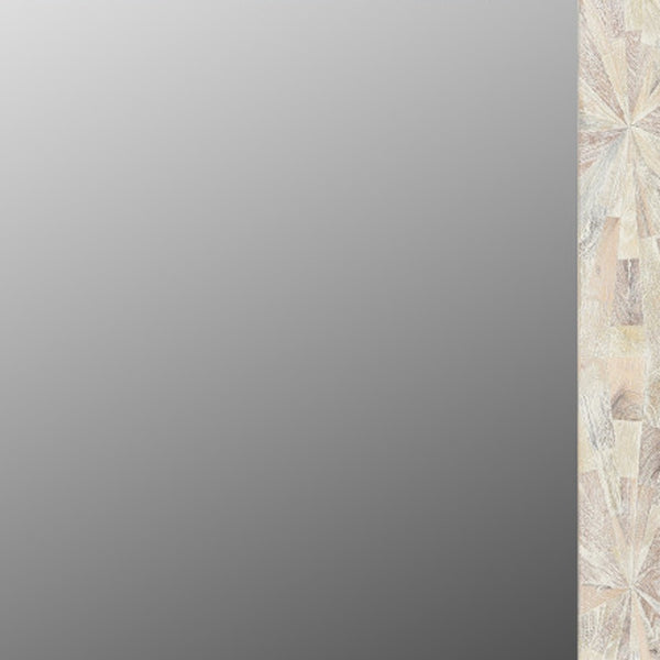 Homeroots 46" White Solid Wood Geometric Starburst Framed Accent Mirror  Wood 521571