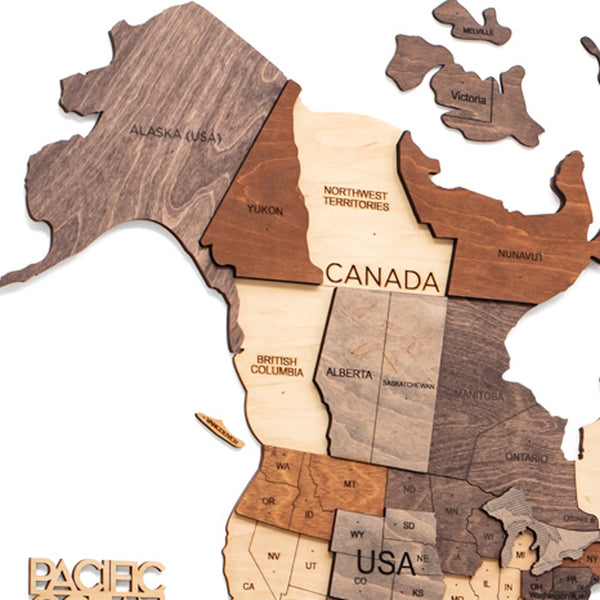 Homeroots 24" X 39" Brown And Beige Wood World Map Hanging Dimensional Sculpture  Plywood 521577