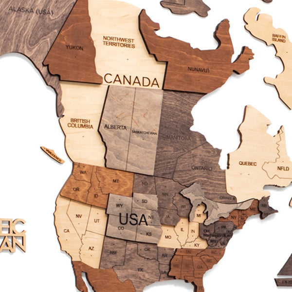 Homeroots 35" X 59" Brown And Beige Wood World Map Hanging Dimensional Sculpture  Plywood 521578