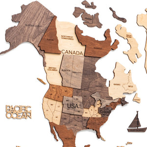 Homeroots 35" X 59" Brown And Beige Wood World Map Hanging Dimensional Sculpture  Plywood 521578