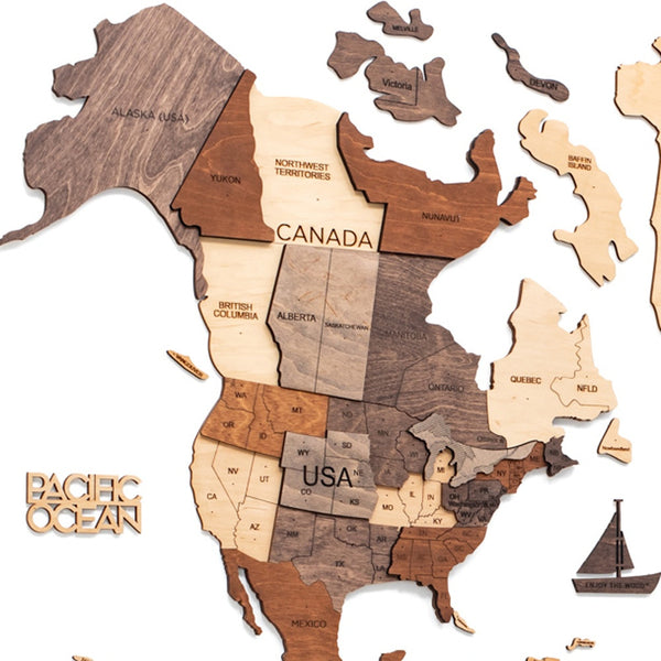 Homeroots 35" X 59" Brown And Beige Wood World Map Hanging Dimensional Sculpture  Plywood 521578