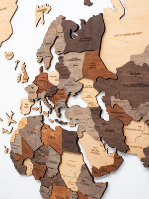 Homeroots 47" X 79" Brown And Beige Wood World Map Hanging Dimensional Sculpture  Plywood 521579