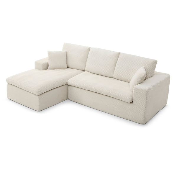English Elm 102" Cloud Sectional Couch with L-Chaise, Modular Corduroy Sofa, No-Assembly, Plush 50" Lounge Comfort W1117S00120