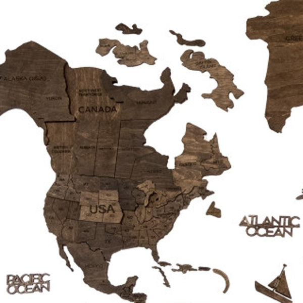 HomeRoots 24" Handcrafted Brown Wood World Map Sculpture - Unique Dimensional Wall Art for Home Décor & Gifts 521583