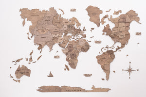 HomeRoots 24" Stunning Dimensional Wood World Map Sculpture - Handcrafted Plywood Art for Home Decor 521586