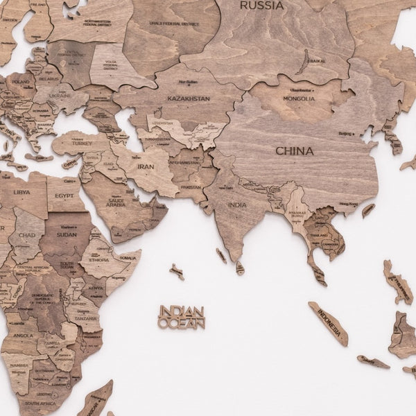 HomeRoots 24" Stunning Dimensional Wood World Map Sculpture - Handcrafted Plywood Art for Home Decor 521586