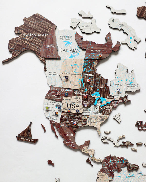 Homeroots 35" X 59" Brown And Beige Wood World Map Hanging Dimensional Sculpture  Plywood 521590