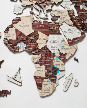 Homeroots 47" X 79" Brown And Beige Wood World Map Hanging Dimensional Sculpture  Plywood 521591