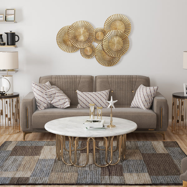 Homeroots 85" Brown Microfiber Sleeper Sofa And Toss Pillows   521599