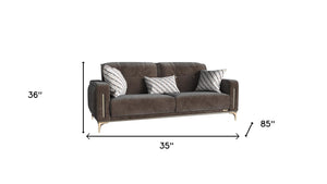 Homeroots 85" Brown Microfiber Sleeper Sofa And Toss Pillows   521599