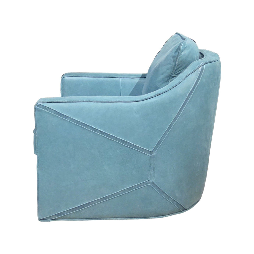 Olivia + Quinn Puzzle Leather Swivel Chair - Stylish Aegean Lounge Seat With Distinctive Stitching For Any Space Selena Aegean Leather,Foam,Wood 5215_Sel4201