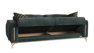 Homeroots 85" Green Microfiber Sleeper Sofa And Toss Pillows   521600
