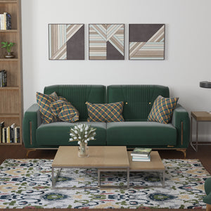 Homeroots 85" Green Microfiber Sleeper Sofa And Toss Pillows   521600