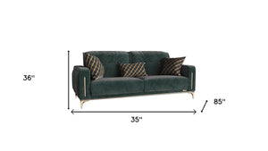 Homeroots 85" Green Microfiber Sleeper Sofa And Toss Pillows   521600