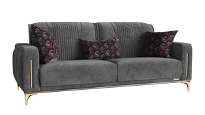 Homeroots 85" Gray Microfiber Sleeper Sofa And Toss Pillows   521601
