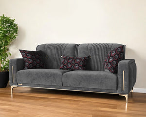 Homeroots 85" Gray Microfiber Sleeper Sofa And Toss Pillows   521601