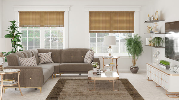 Homeroots Brown Microfiber Sleeper L Shaped Three Piece Sofa And Chaise Sectional   521602