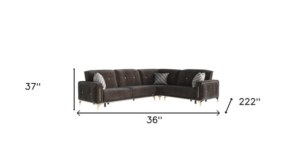 Homeroots Brown Microfiber Sleeper L Shaped Three Piece Sofa And Chaise Sectional   521602