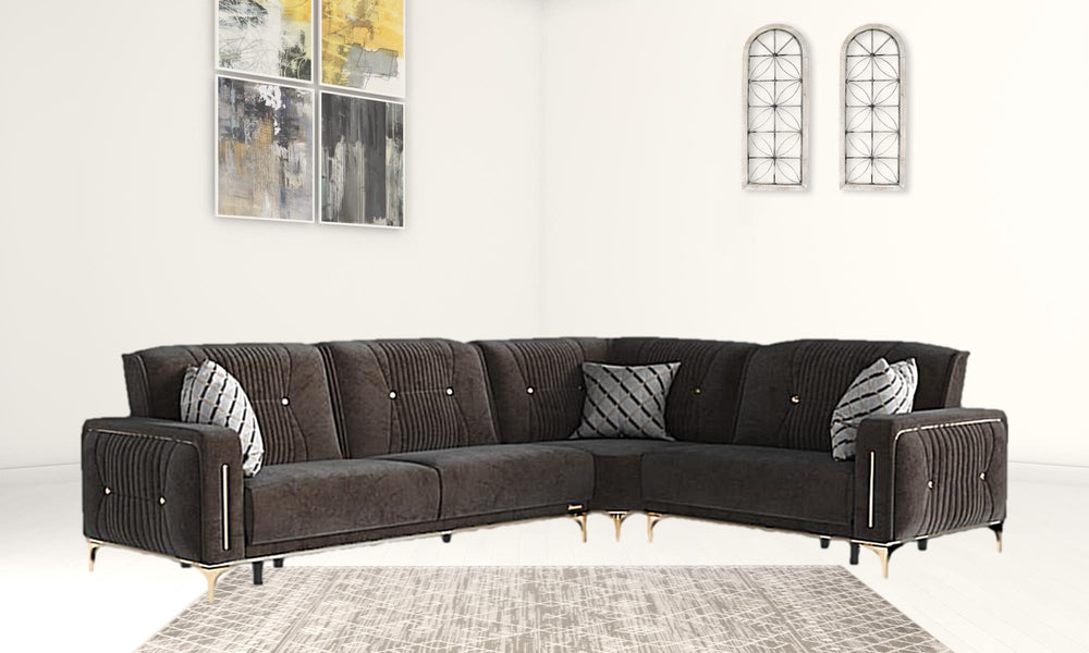 Homeroots Brown Microfiber Sleeper L Shaped Three Piece Sofa And Chaise Sectional   521602