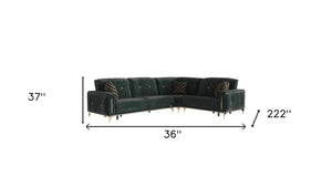 Homeroots Green Microfiber Sleeper L Shaped Three Piece Sofa And Chaise Sectional   521603