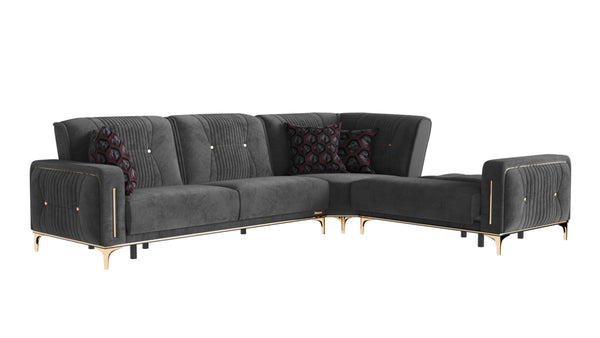 Homeroots Gray Microfiber Sleeper L Shaped Three Piece Sofa And Chaise Sectional   521604