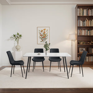 English Elm Black Pu Leather Dining Chair Set Of 4 - Modern, Ergonomic, Durable With Metal Legs For Comfort T3967P379333