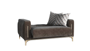 Homeroots 60" Brown Gold Microfiber Futon Convertible Sleeper Love Seat With Storage   521609