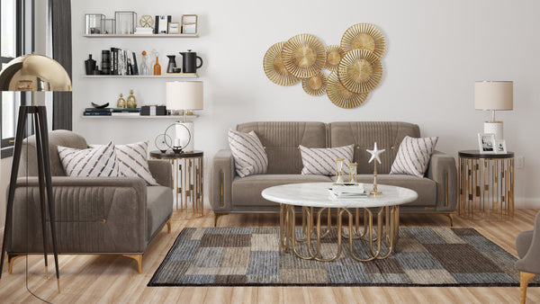 Homeroots 60" Brown Gold Microfiber Futon Convertible Sleeper Love Seat With Storage   521609