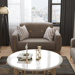 Homeroots 60" Brown Gold Microfiber Futon Convertible Sleeper Love Seat With Storage   521609