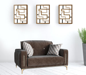 Homeroots 60" Brown Gold Microfiber Futon Convertible Sleeper Love Seat With Storage   521609