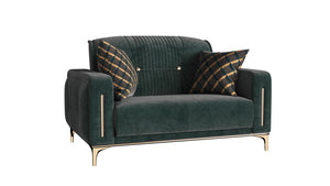 Homeroots 60" Green Gold Microfiber Futon Convertible Sleeper Love Seat With Storage   521610