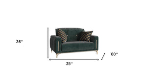 Homeroots 60" Green Gold Microfiber Futon Convertible Sleeper Love Seat With Storage   521610